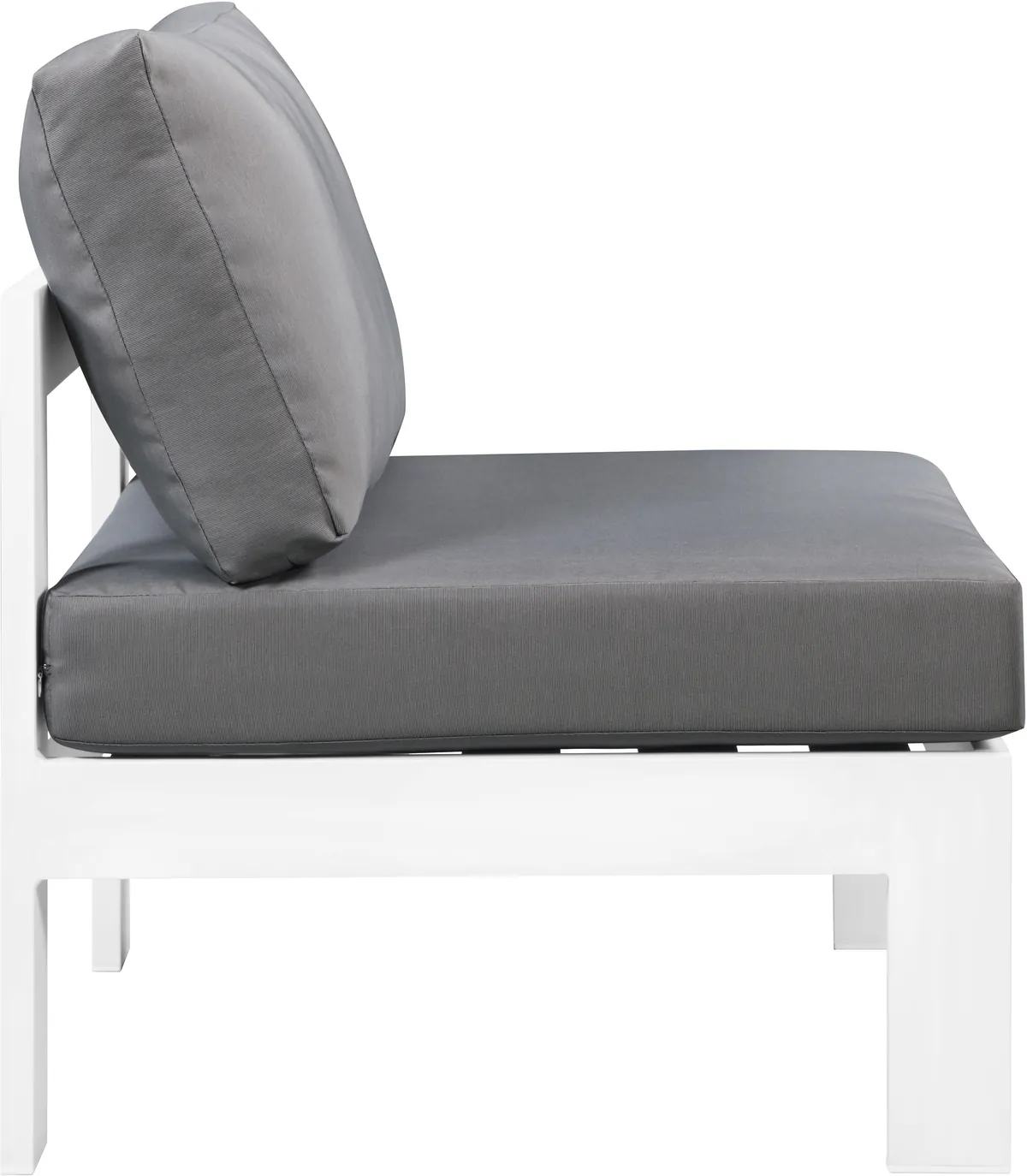Nizuc - Outdoor Patio Armless Chair With White Frame - Gray