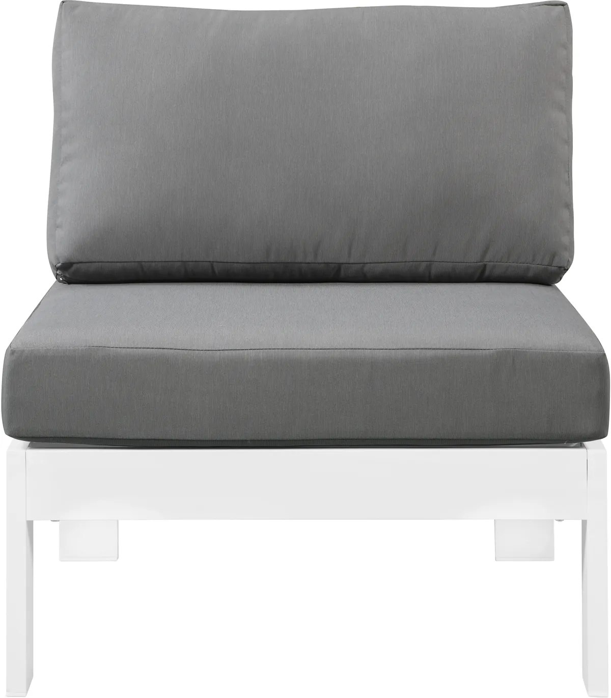 Nizuc - Outdoor Patio Armless Chair With White Frame - Gray