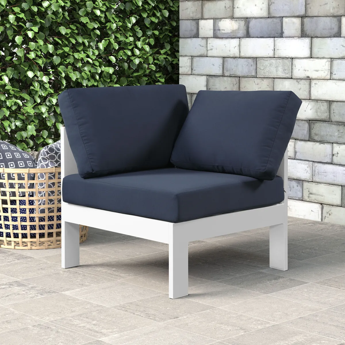 Nizuc - Outdoor Patio Corner Chair - Navy - View 2