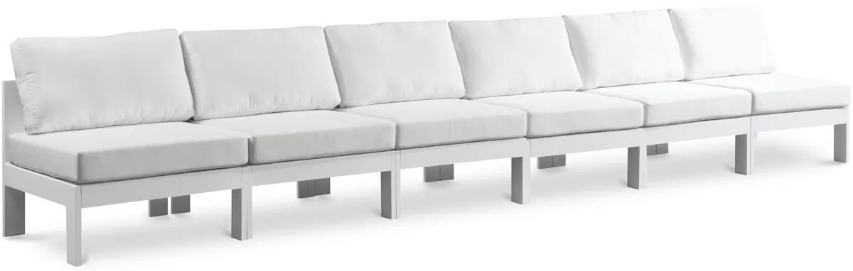 Nizuc - Outdoor Patio 6 Seat Armless Modular Sofa With White Frame - White