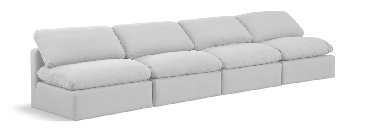 Indulge - Linen 4 Seat Modular Armless Sofa - White