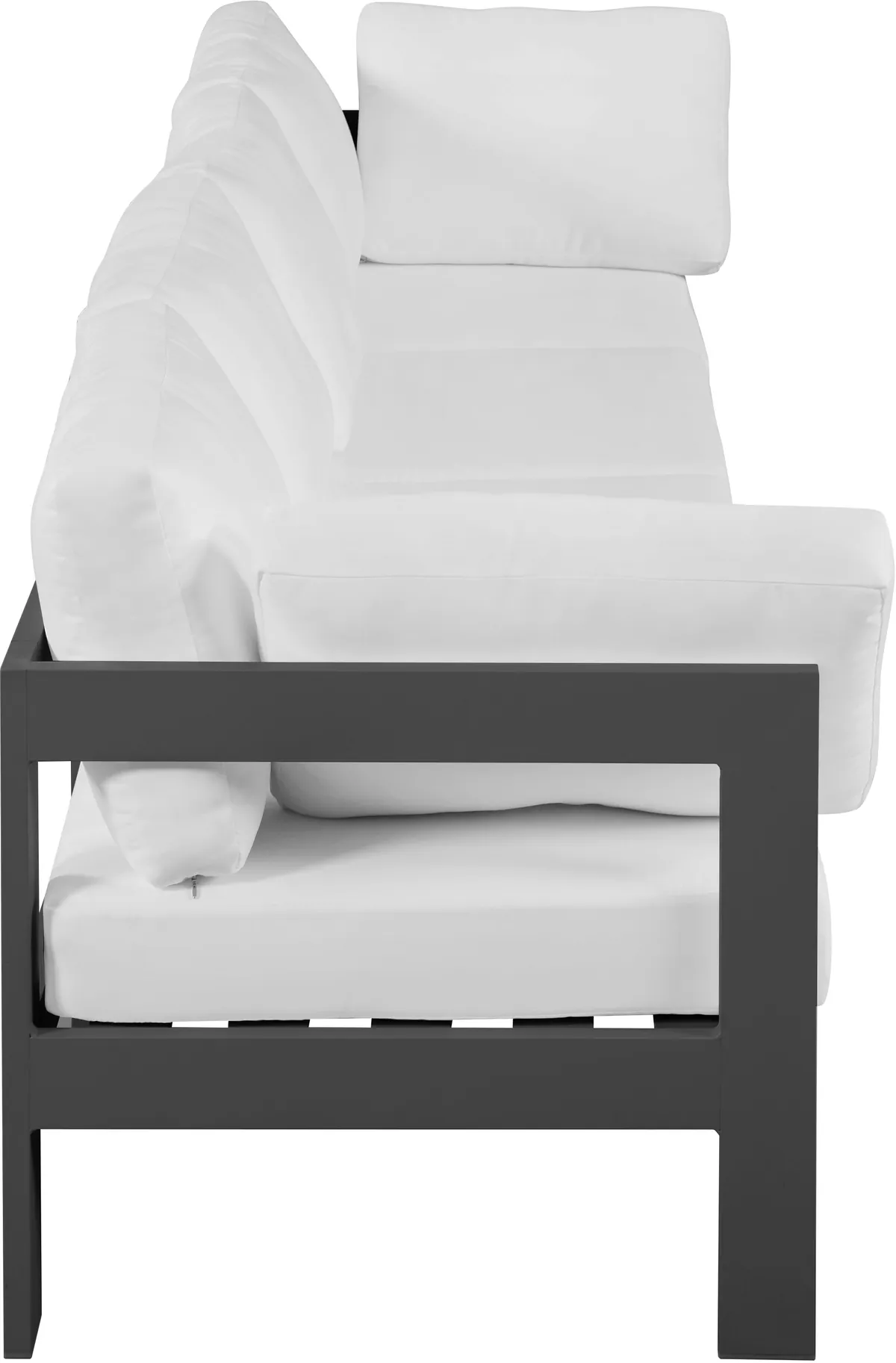 Nizuc - Outdoor Patio 4 Seat Modular Sofa With Gray Frame - White
