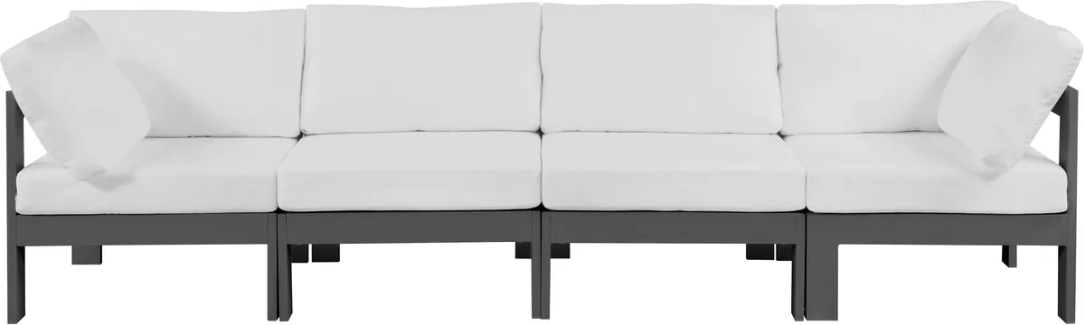 Nizuc - Outdoor Patio 4 Seat Modular Sofa With Gray Frame - White