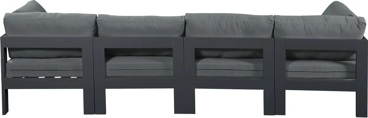 Nizuc - Outdoor Patio 4 Seat Modular Sofa With Gray Frame - Gray