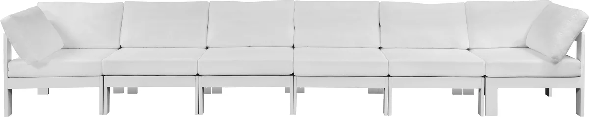 Nizuc - Outdoor Patio 6 Seat Modular Sofa With White Frame - White