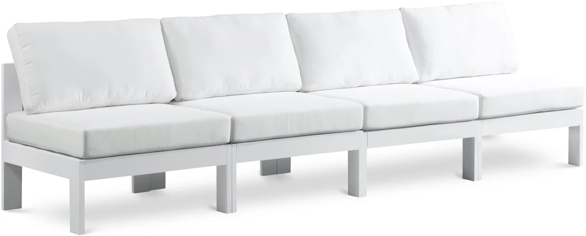 Nizuc - Outdoor Patio 4 Seat Armless Modular Sofa With White Frame - White