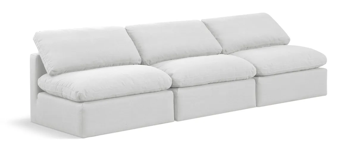 Indulge - Linen 3 Seat Modular Armless Sofa - White