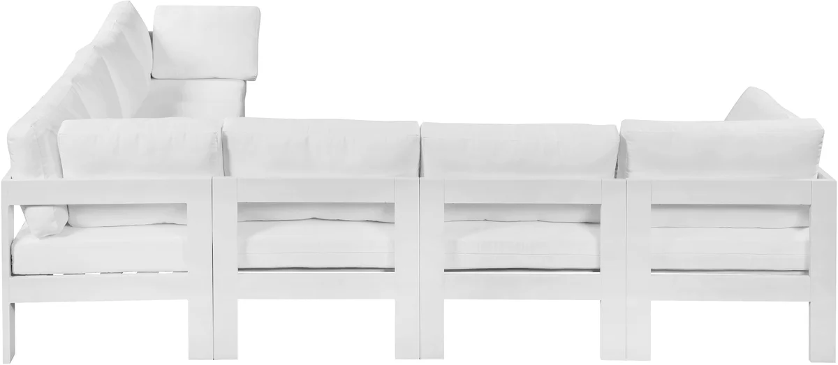 Nizuc - Outdoor Patio 7 Piece Modular Corner Sectional With White Frame - White