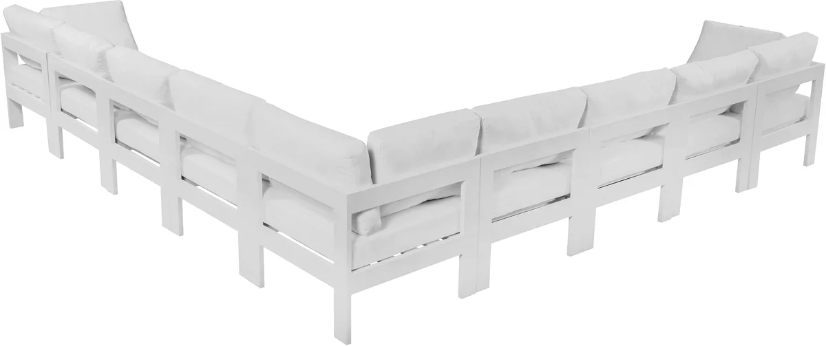 Nizuc - Outdoor Patio 9 Piece Modular Corner Sectional With White Frame - White