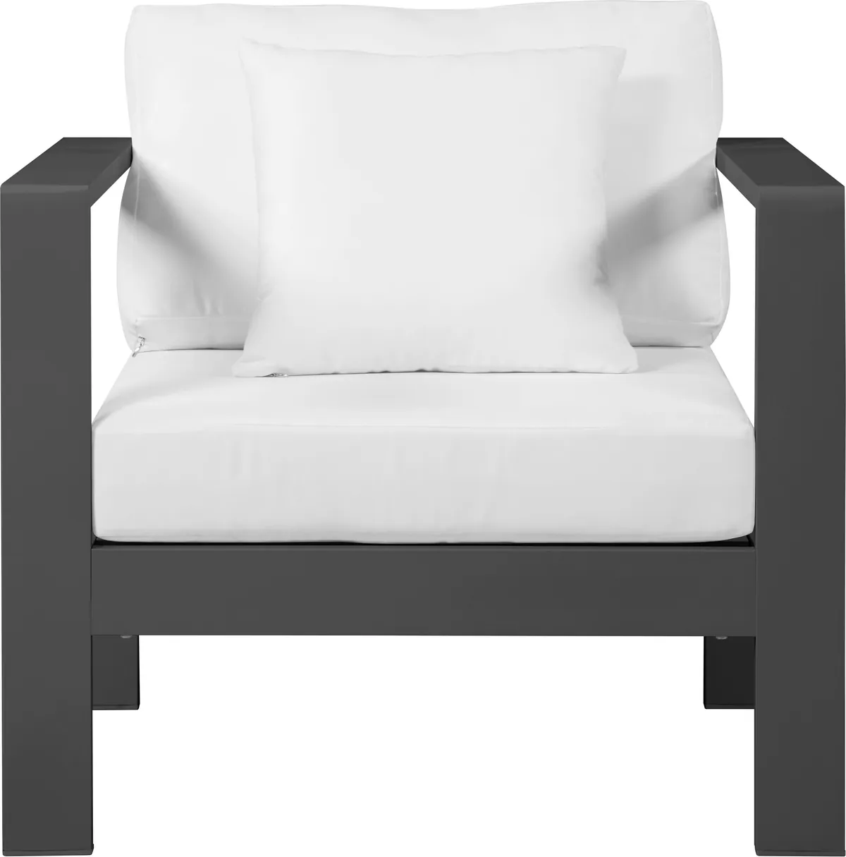 Nizuc - Outdoor Patio Arm Chair With Gray Frame - White
