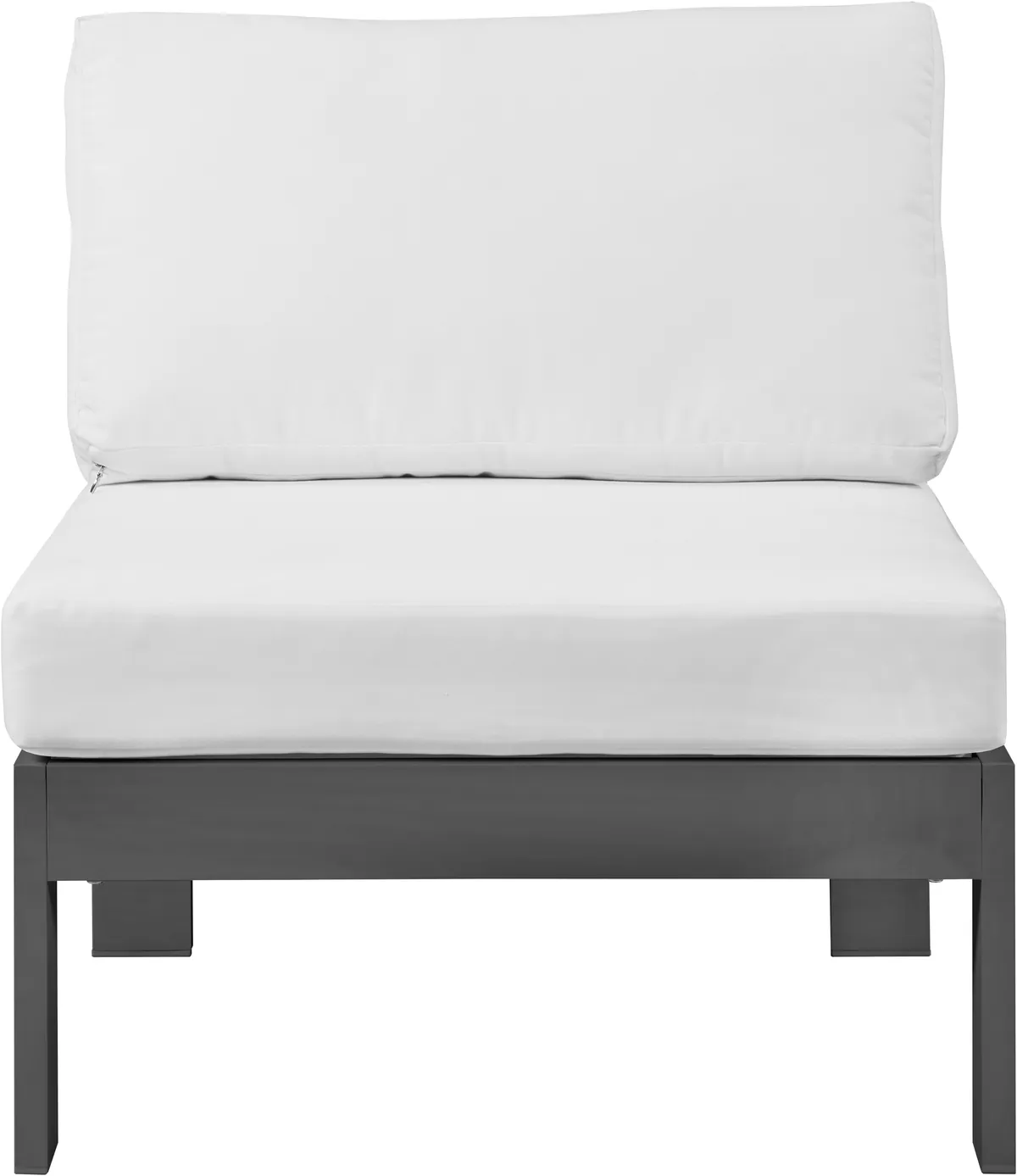 Nizuc - Outdoor Patio Armless Chair With Gray Frame - White