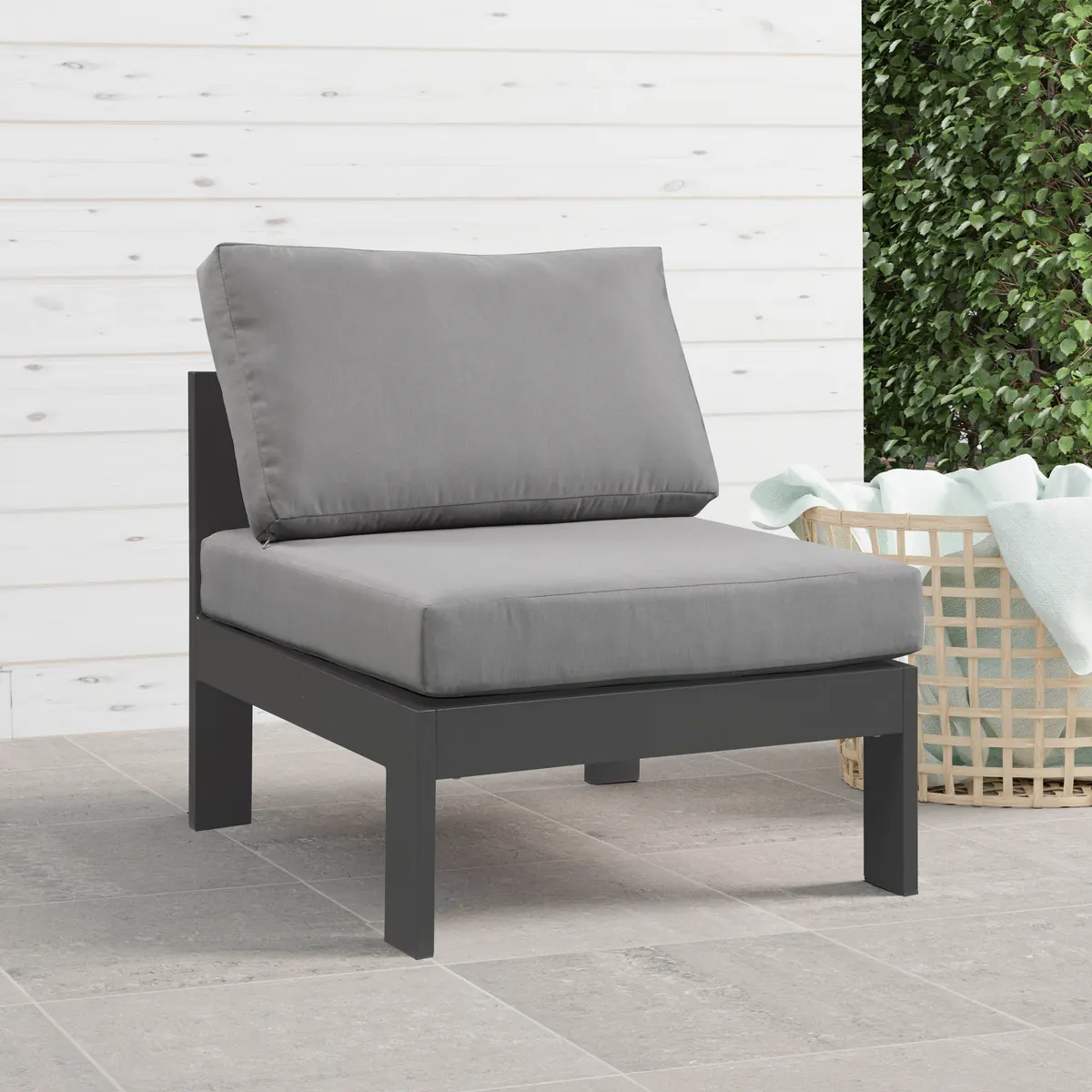 Nizuc - Outdoor Patio Armless Chair With Gray Frame - Gray - View 2