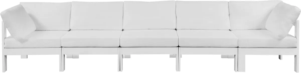 Nizuc - Outdoor Patio 5 Seat Modular Sofa With White Frame - White
