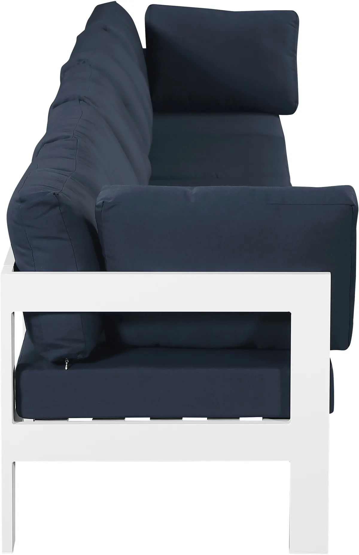 Nizuc - Outdoor Patio 5 Seat Modular Sofa With White Frame - Navy