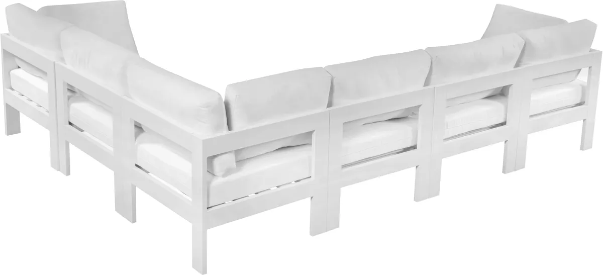 Nizuc - Outdoor Patio 6 Piece Modular Sectional With White Frame - White