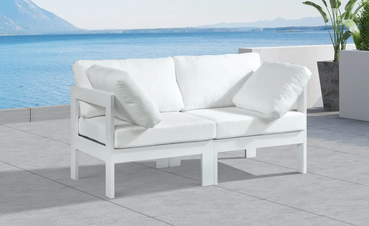 Nizuc - Outdoor Patio 2 Seat Modular Sofa With White Frame - White - View 2