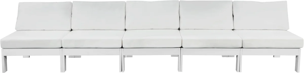 Nizuc - Outdoor Patio 5 Seat Modular Armless Sofa With White Frame - White