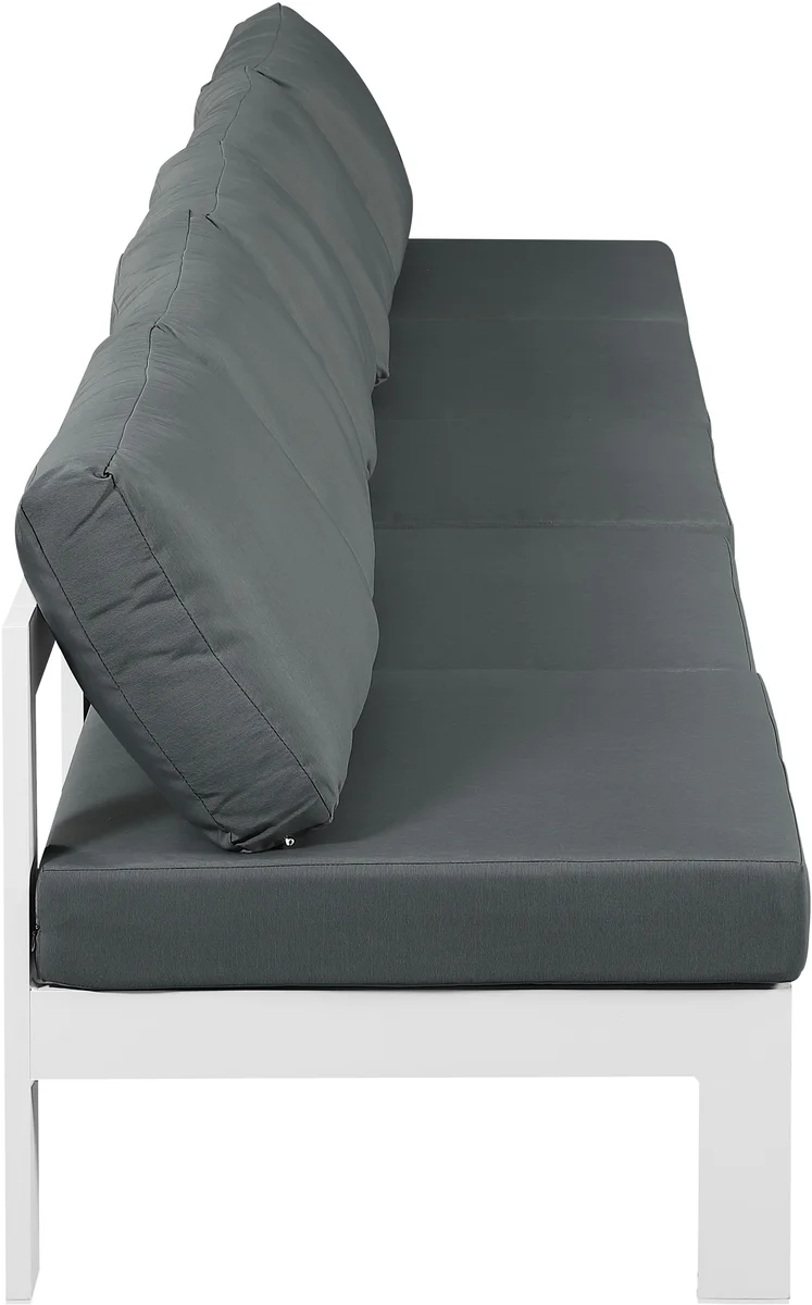 Nizuc - Outdoor Patio 5 Seat Modular Armless Sofa With White Frame - Gray