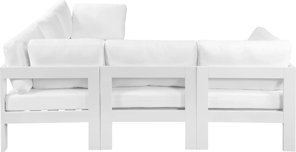 Nizuc - Outdoor Patio 5 Piece Modular Corner Sectional With White Frame - White