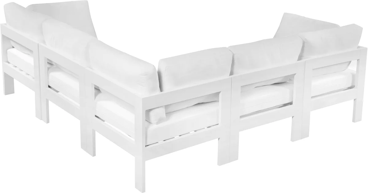 Nizuc - Outdoor Patio 5 Piece Modular Corner Sectional With White Frame - White