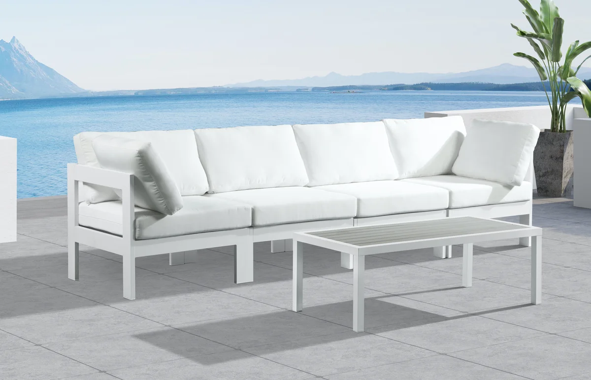 Nizuc - Outdoor Patio 4 Seat Modular Sofa With White Frame - White - View 2