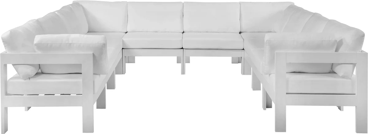 Nizuc - Outdoor Patio 10 Piece Modular Sectional With White Frame - White