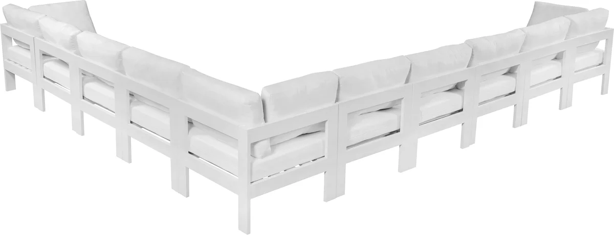Nizuc - Outdoor Patio 10 Piece Modular Corner Sectional With White Frame - White