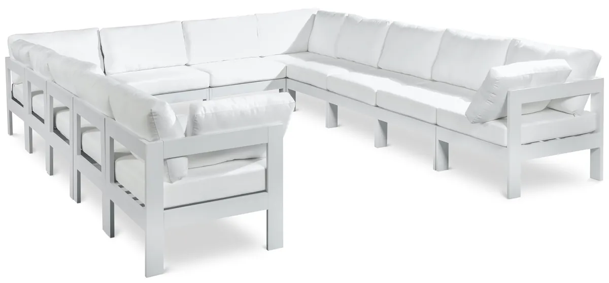 Nizuc - Outdoor Patio 12 Piece Modular Sectional With White Frame - White