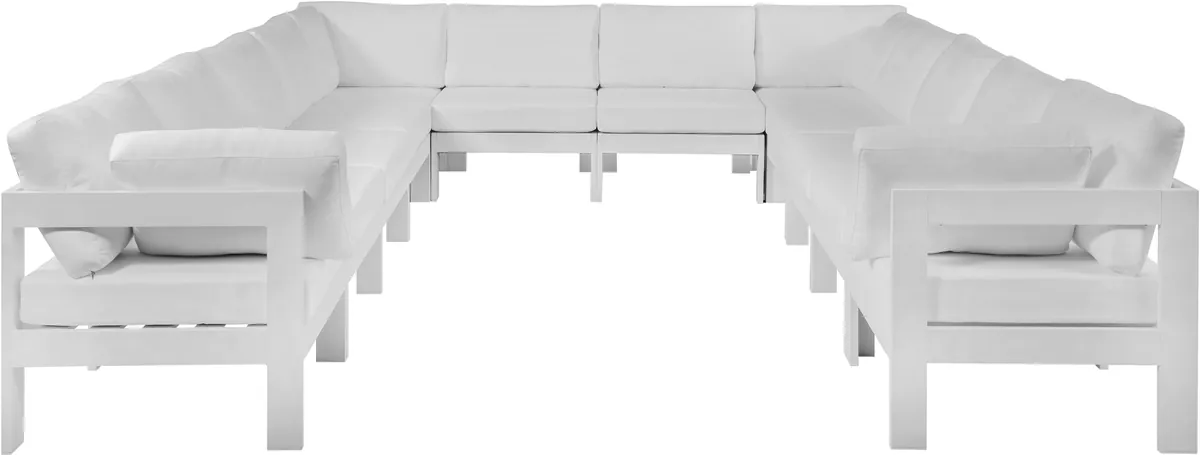 Nizuc - Outdoor Patio 12 Piece Modular Sectional With White Frame - White