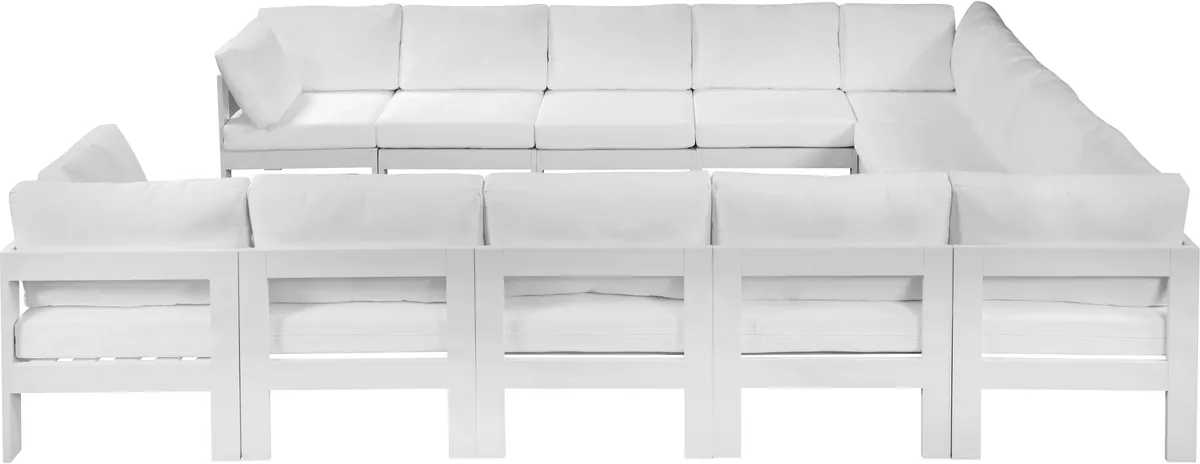 Nizuc - Outdoor Patio 12 Piece Modular Sectional With White Frame - White