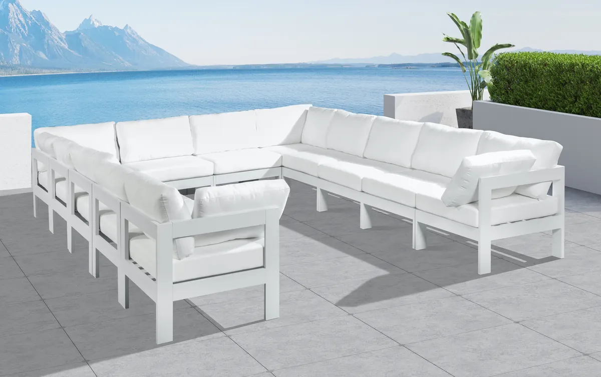 Nizuc - Outdoor Patio 12 Piece Modular Sectional With White Frame - White - View 2