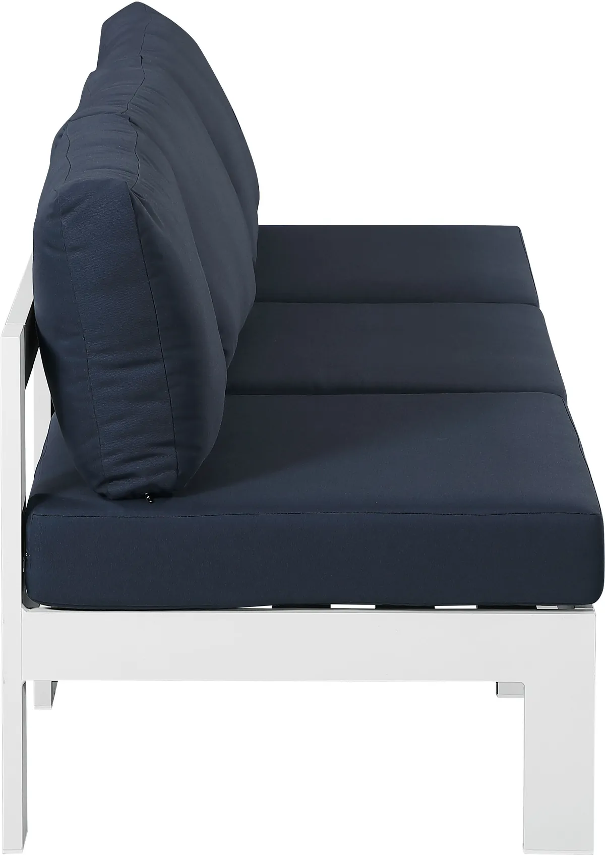 Nizuc - Outdoor Patio 3 Seat Armless Modular Sofa With White Frame - Navy