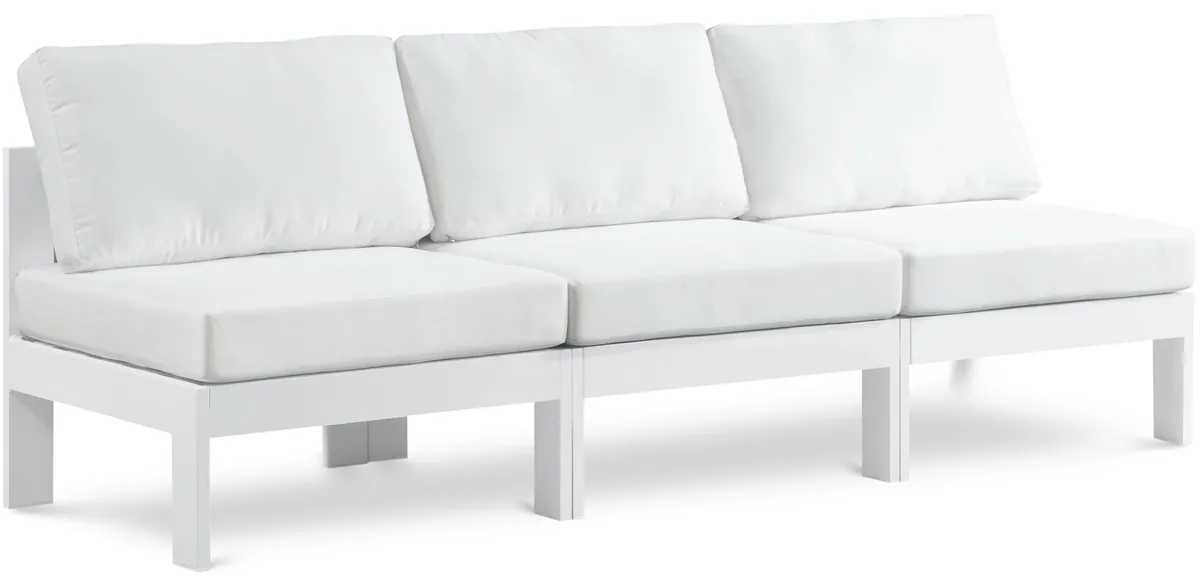 Nizuc - Outdoor Patio 3 Seat Armless Modular Sofa With White Frame - White