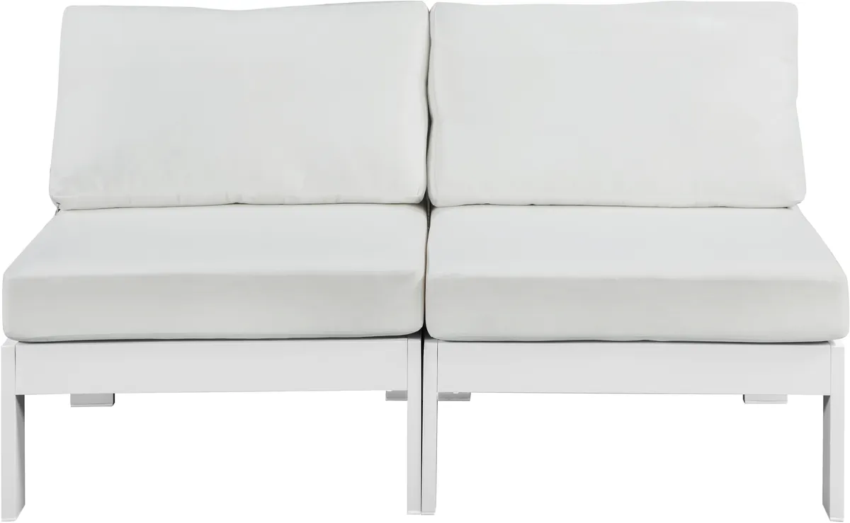 Nizuc - Outdoor Patio 2 Seat Armless Modular Sofa With White Frame - White