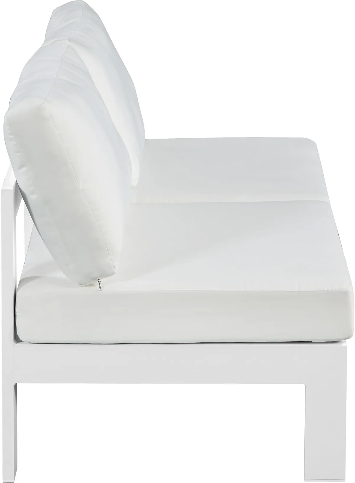 Nizuc - Outdoor Patio 2 Seat Armless Modular Sofa With White Frame - White