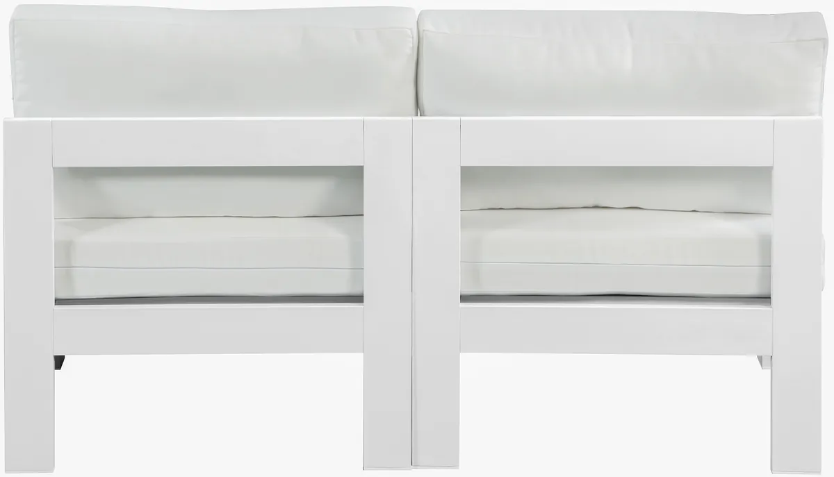 Nizuc - Outdoor Patio 2 Seat Armless Modular Sofa With White Frame - White