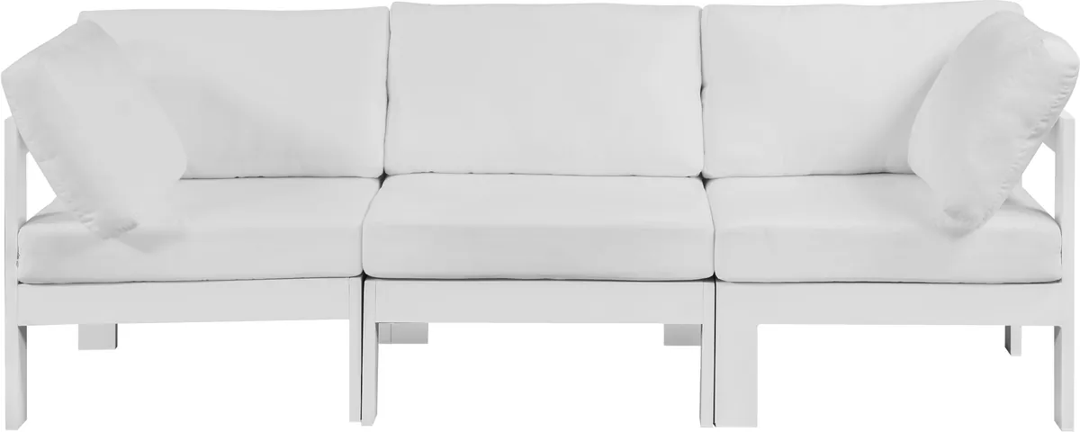 Nizuc - Outdoor Patio 3 Seat Modular Sofa With White Frame - White