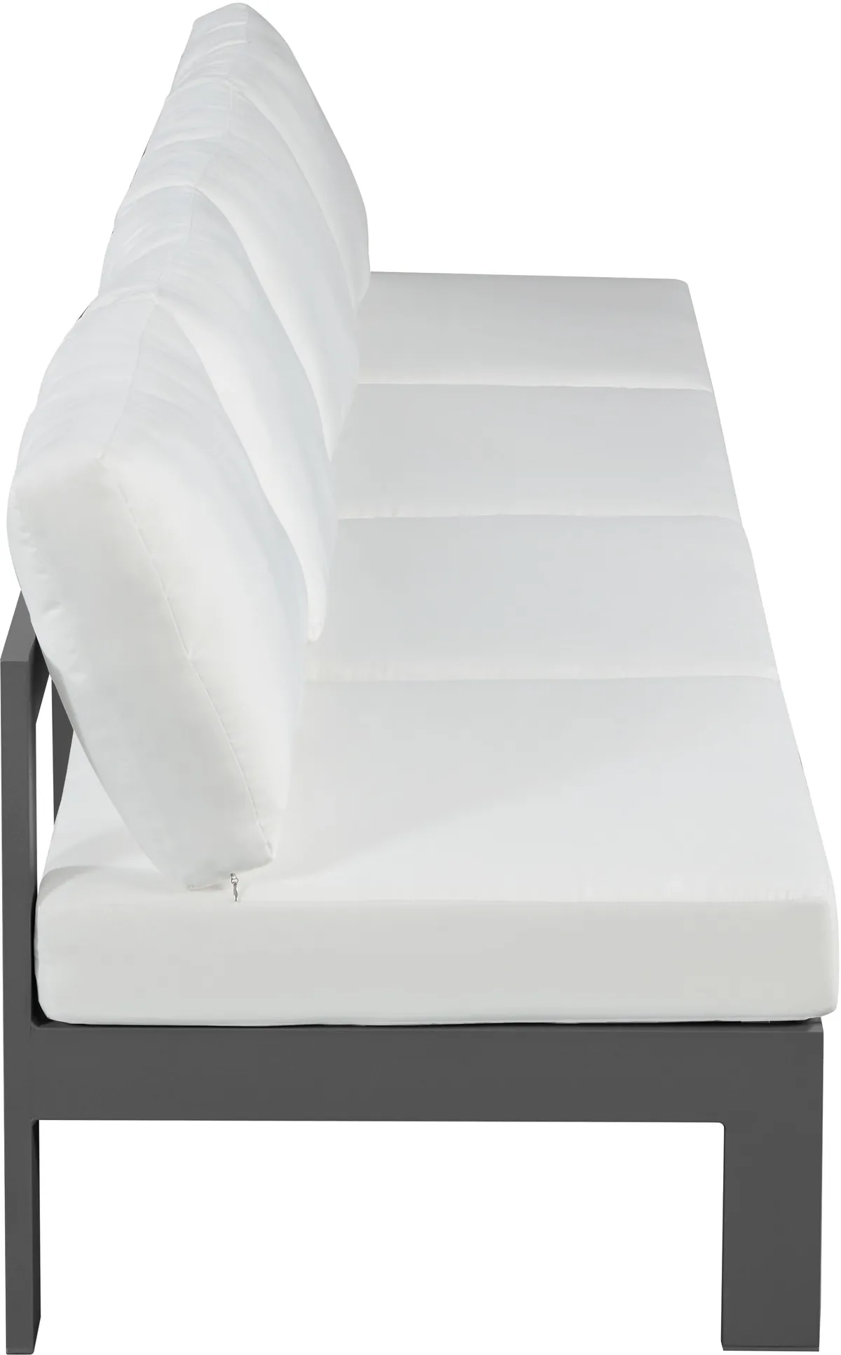 Nizuc - Outdoor Patio 4 Seat Armless Modular Sofa With Gray Frame - White