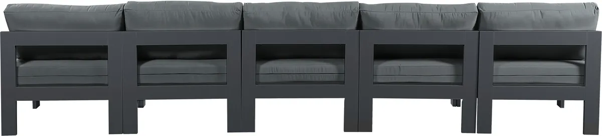 Nizuc - Outdoor Patio 5 Seat Modular Armless Sofa With Gray Frame - Gray