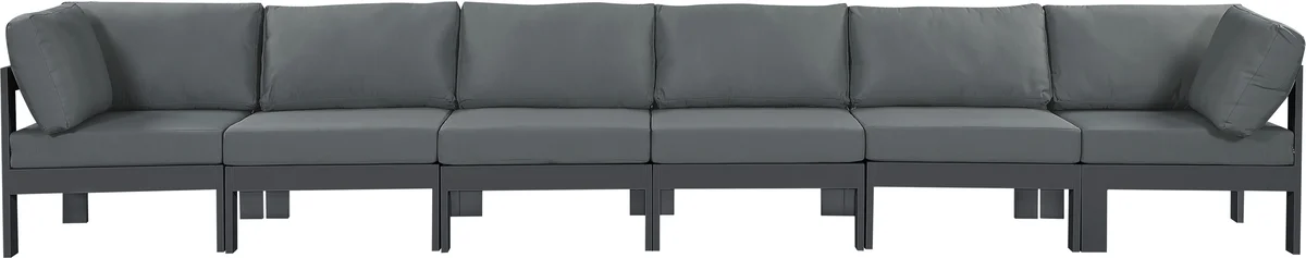 Nizuc - Outdoor Patio 6 Seat Modular Sofa With Gray Frame - Gray