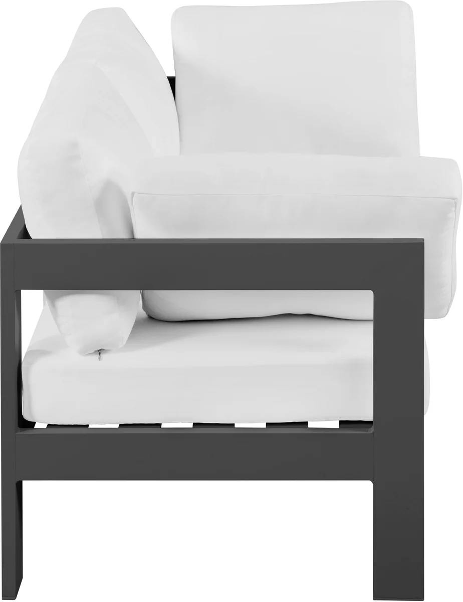 Nizuc - Outdoor Patio 2 Seat Modular Sofa With Gray Frame - White