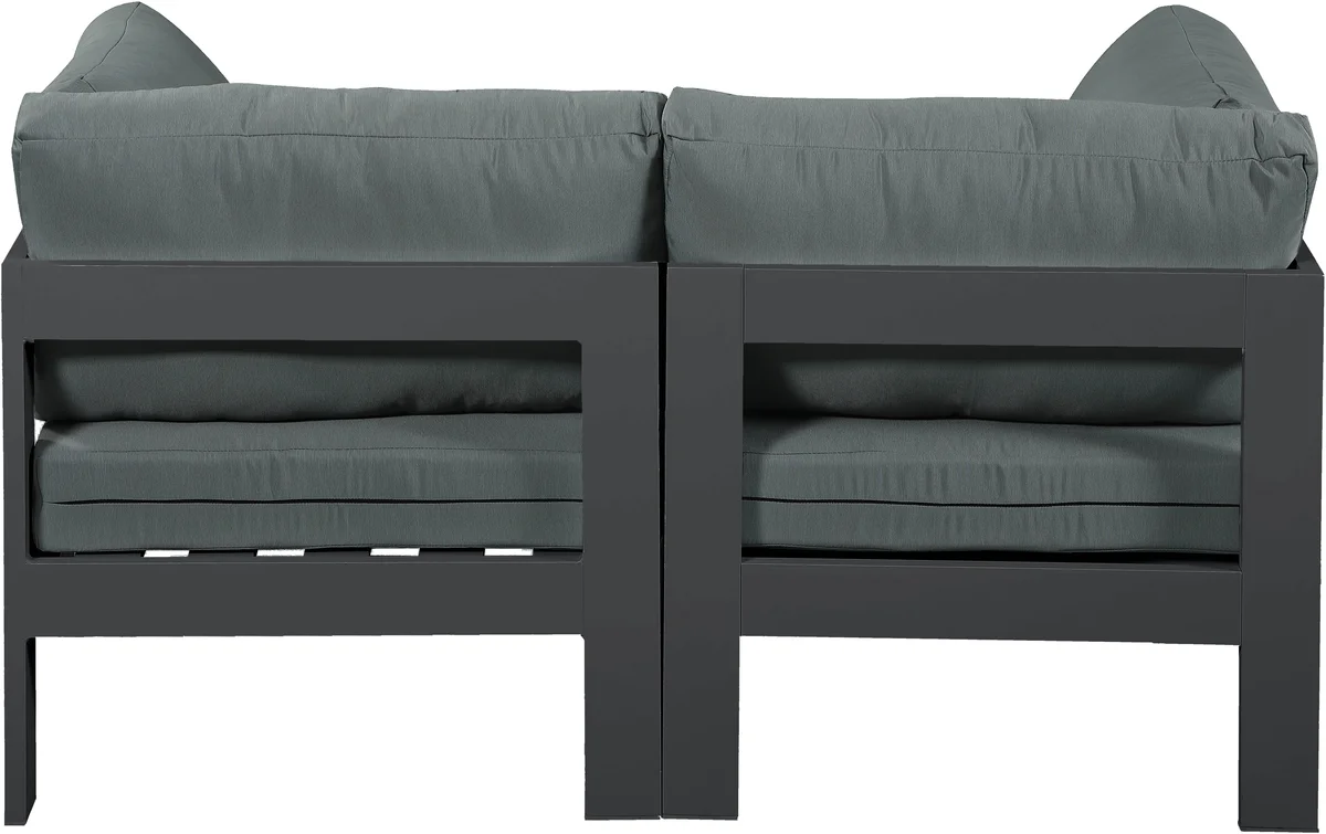 Nizuc - Outdoor Patio 2 Seat Modular Sofa With Gray Frame - Gray