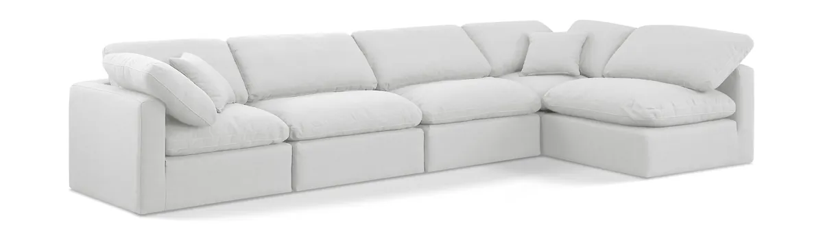 Indulge - Linen 5 Piece Modular Sectional - White