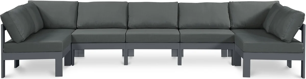 Nizuc - Outdoor Patio 7 Piece Modular Sectional With Gray Frame - Gray