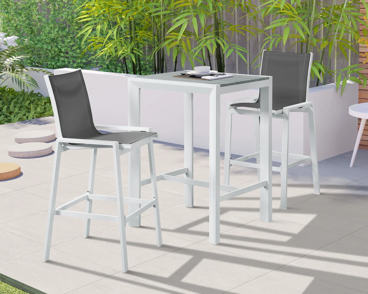 Nizuc - Outdoor Patio Barstool (Set of 2) - Gray - View 2