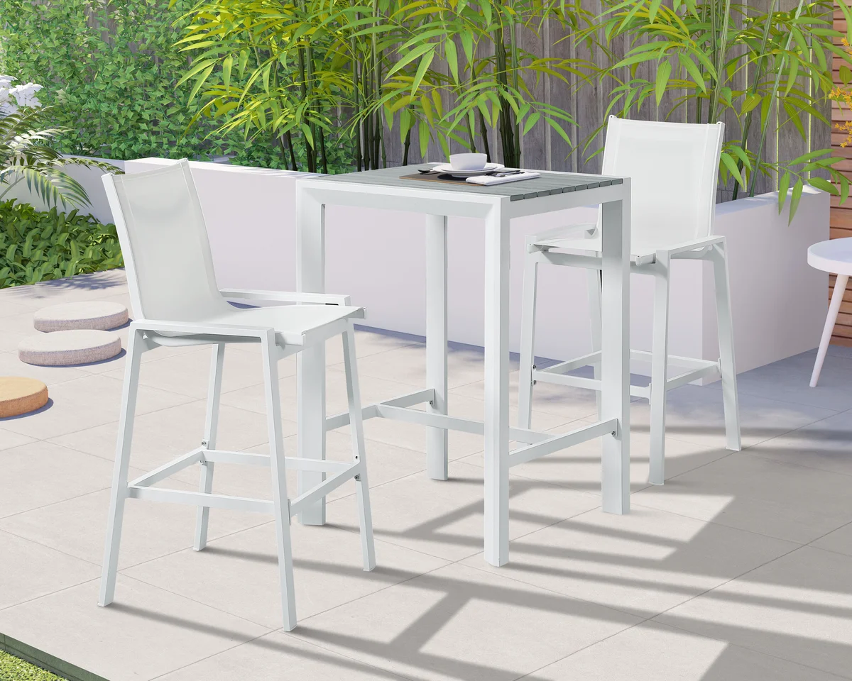 Nizuc - Outdoor Patio Barstool (Set of 2) - White - View 2