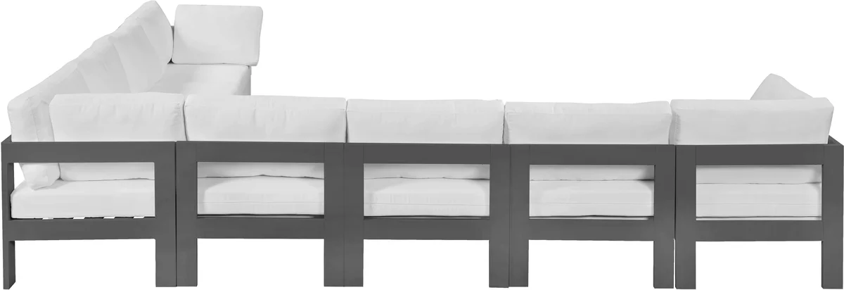 Nizuc - Outdoor Patio 8 Piece Modular Sectional With Gray Frame - White