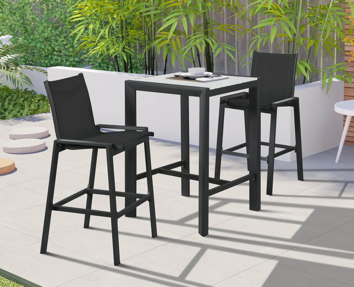 Nizuc - Outdoor Patio Barstool With Gray Base (Set of 2) - Black