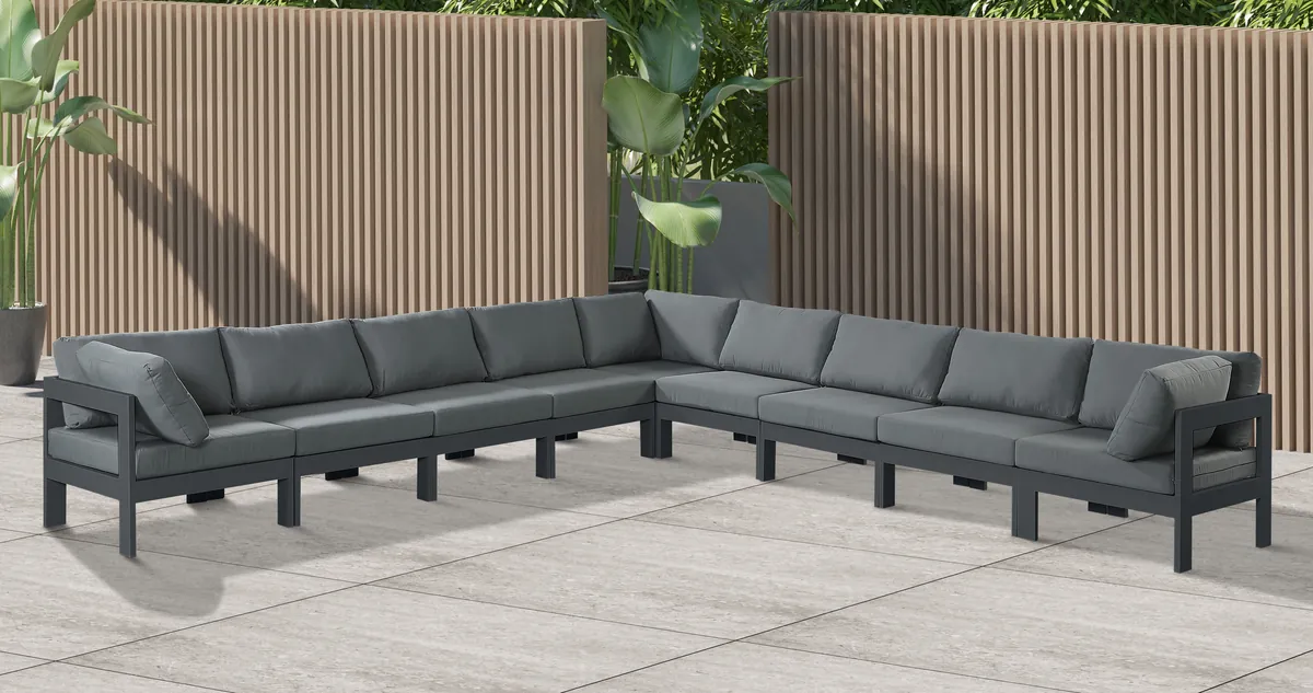 Nizuc - Outdoor Patio 9 Piece Modular Corner Sectional With Gray Frame - Gray - View 2
