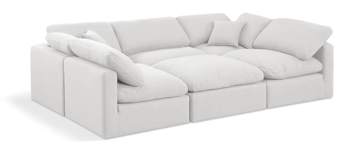 Indulge - Linen 6 Piece Modular Sectional - White